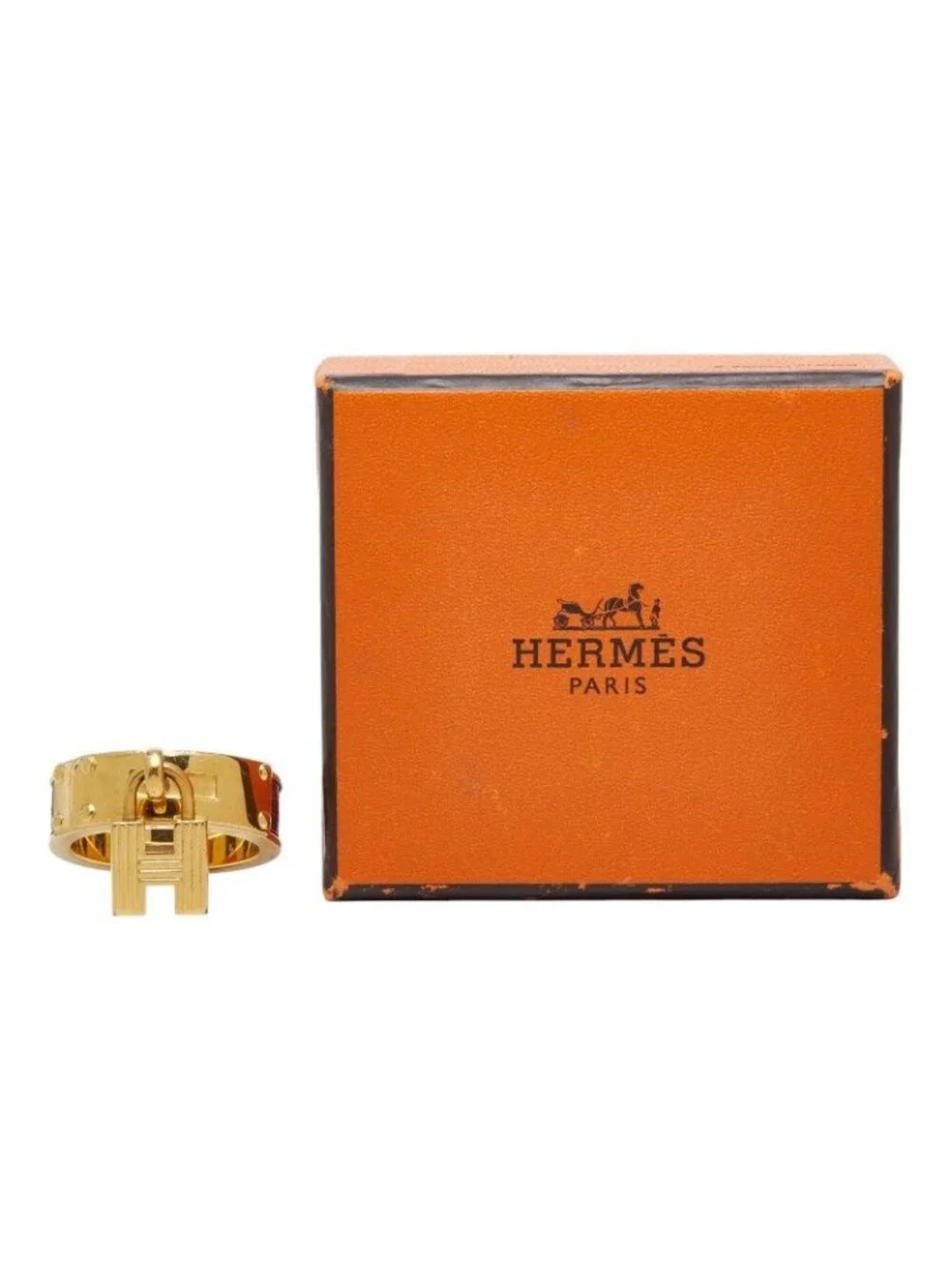 Hermes Kelly Scarf Ring Gold Plated Leather - Picture 6 of 6